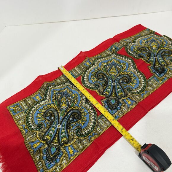 Vintage 100% Wool Printed Rectangular Scarf - Picture 9 of 11